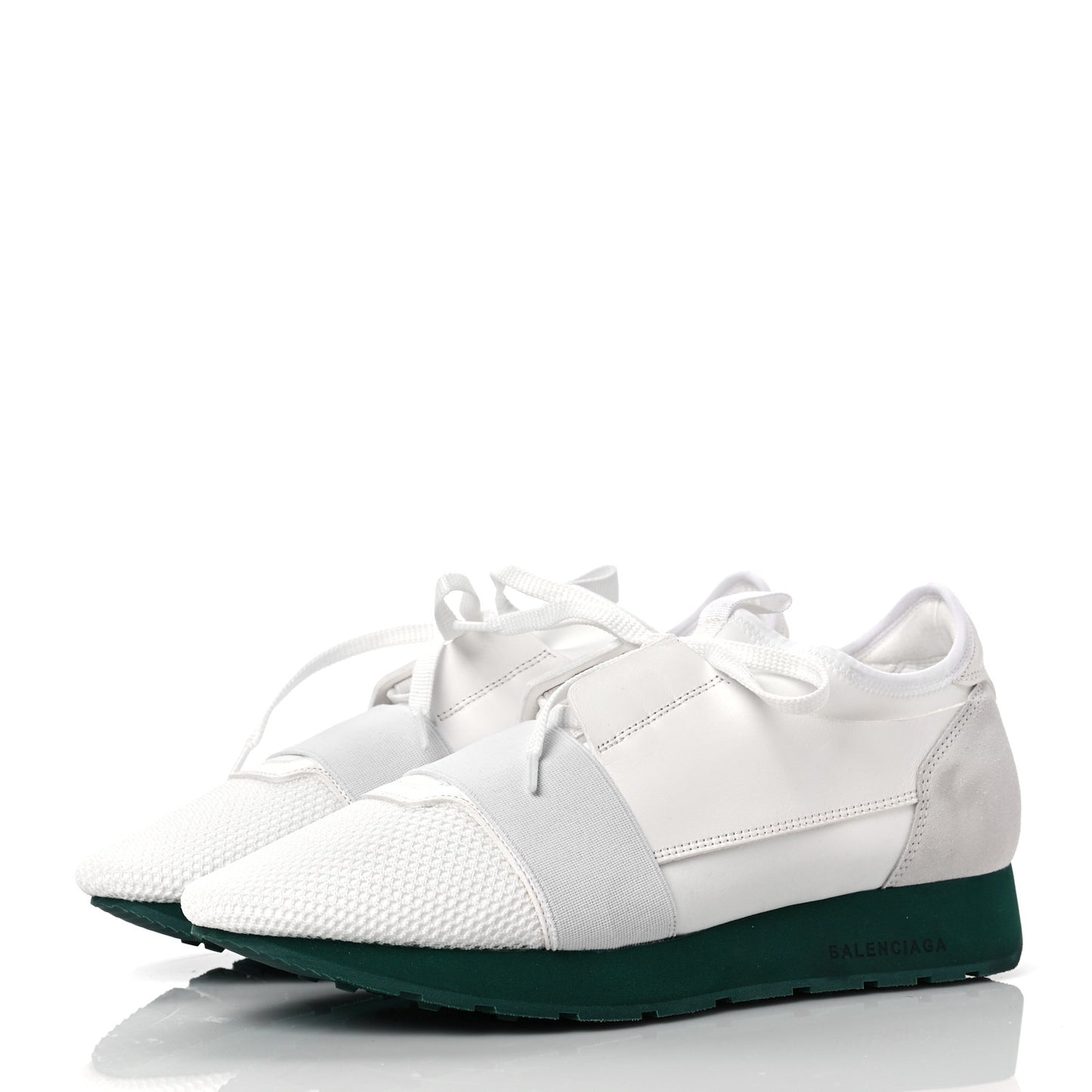 Mesh Calfskin Neoprene Womens Race Runner Sneakers 40 White