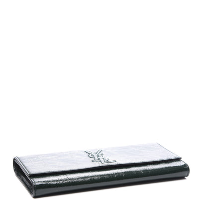 Saint Laurent Textured Patent Belle de Jour Clutch Tartan Green 3 of 8