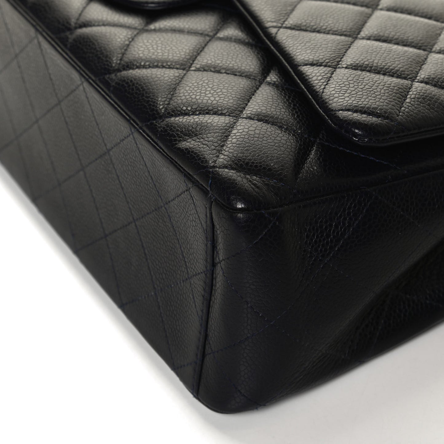 Caviar Quilted Maxi Double Flap Navy Blue