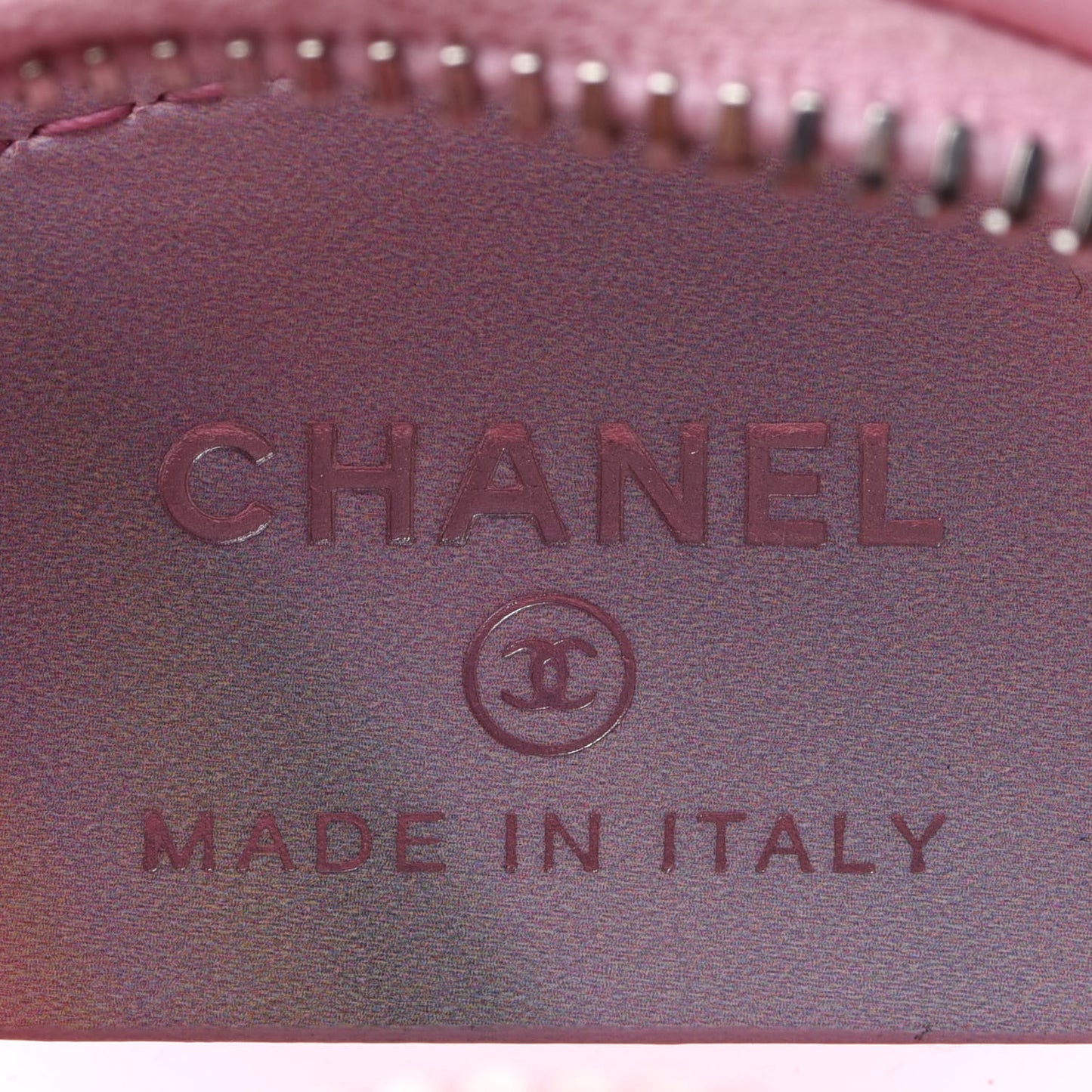 PVC Lambskin Filigree Round Clutch With Chain Pink