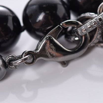 Chanel Ruthenium Graduated Bead Crystal CC Long Necklace Black 5 of 6