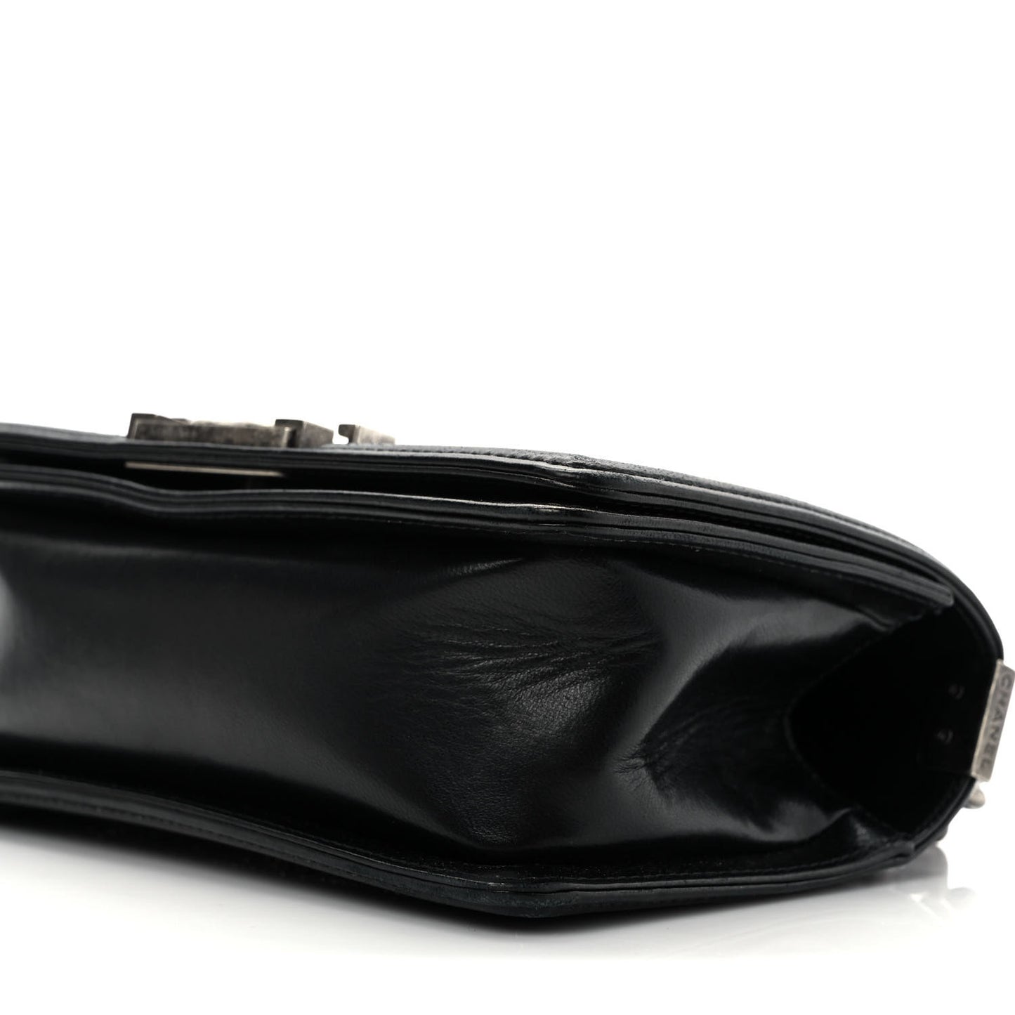 Calfskin Crystal Studded Small Studded Boy Flap Black