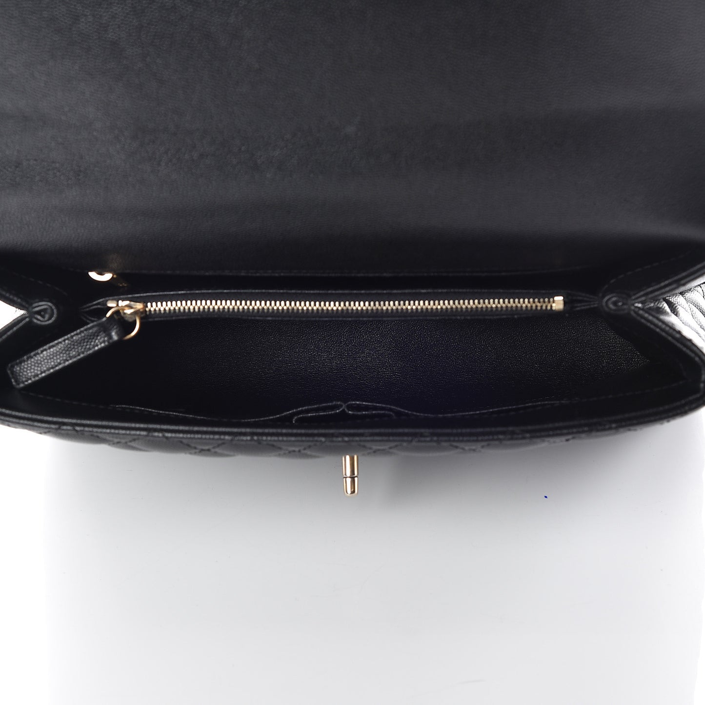 Caviar Lizard Quilted Medium Coco Handle Flap Black