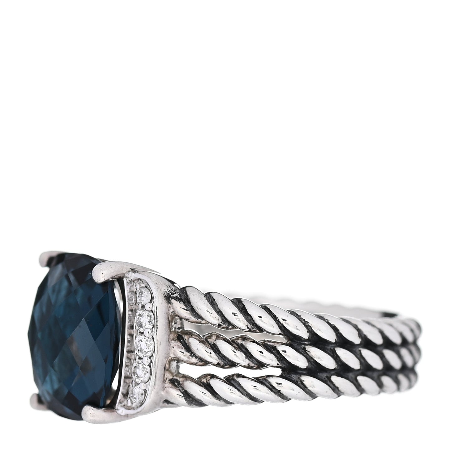 Sterling Silver Diamond Hampton Blue Topaz 10mm Petite Wheaton Ring 54 7
