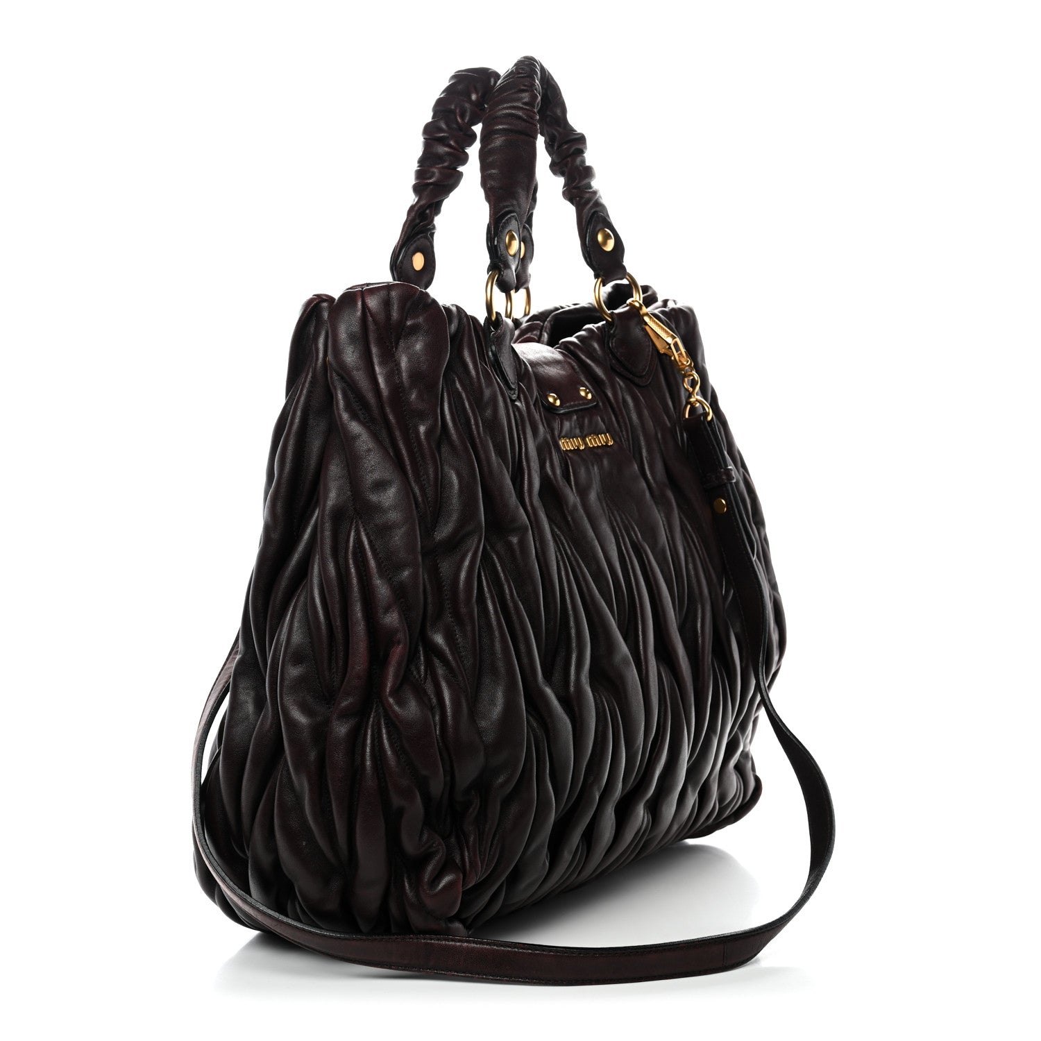 Miu Miu Nappa Matelasse Shopping Tote Prugna 3 of 12