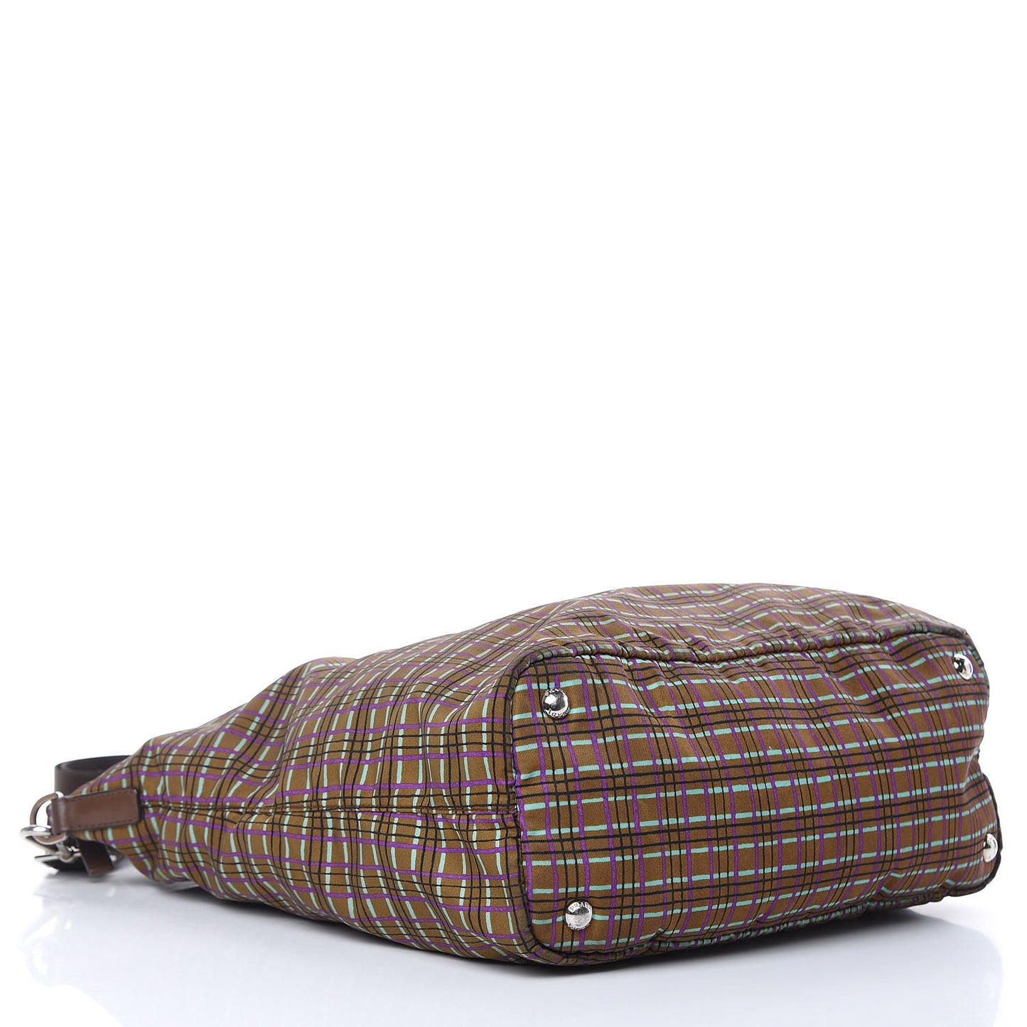 Tessuto Stampato Nylon Saffiano Check Print Tote Viola