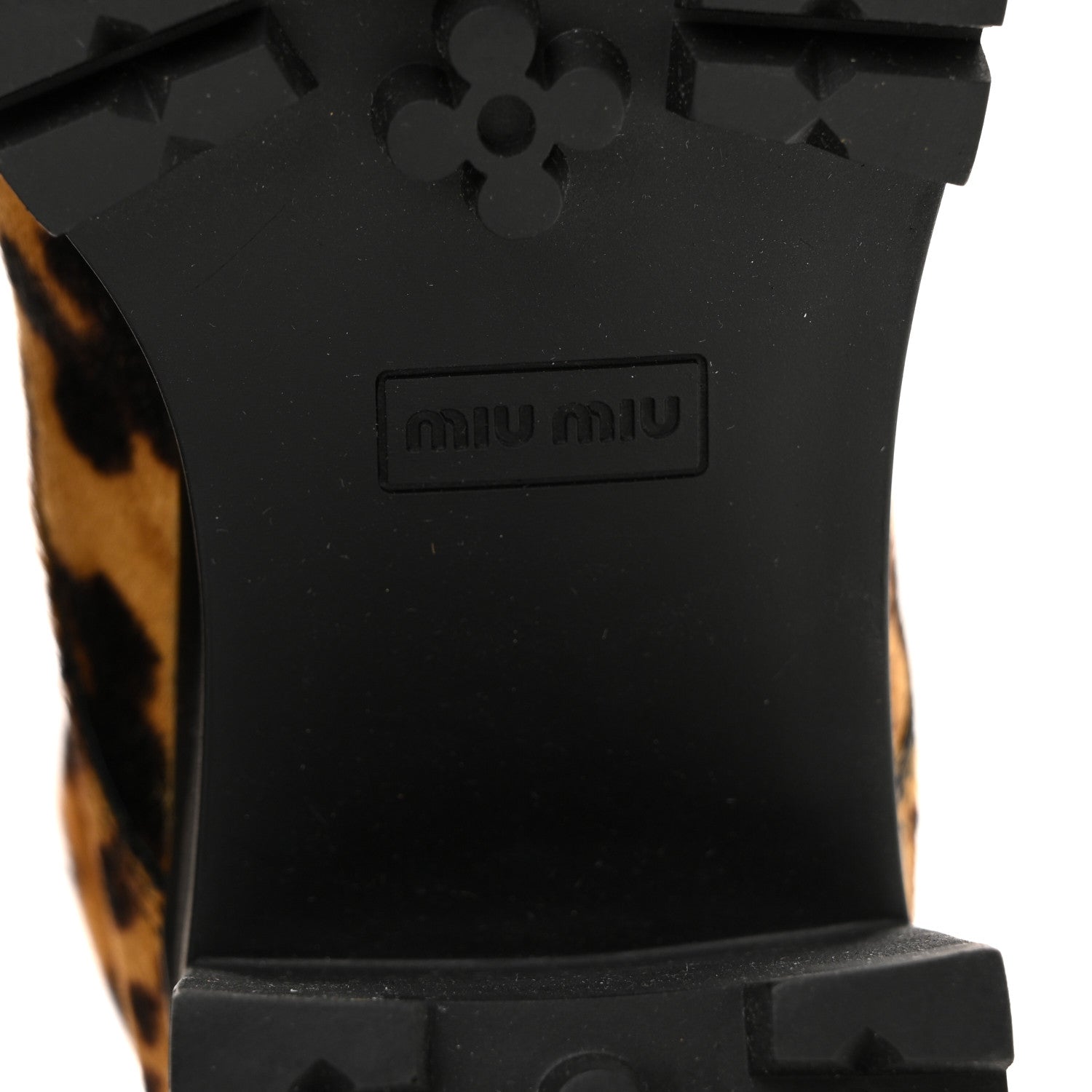 Miu Miu Cavallino Calf Hair Leopard Lace Up Boots 37.5 Miele 8 of 10