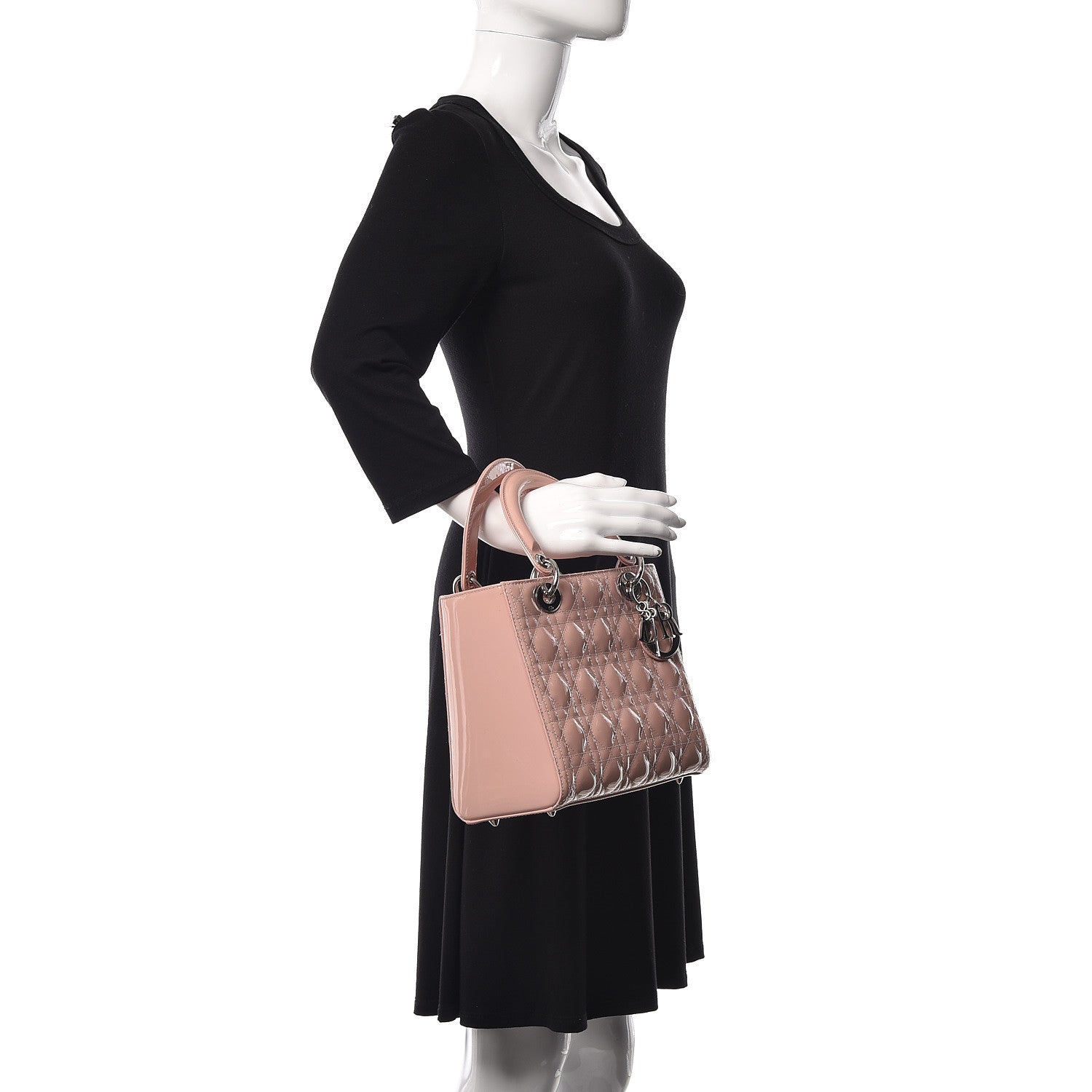 Christian Dior Patent Cannage Medium Lady Dior Rose Clair 2 of 15