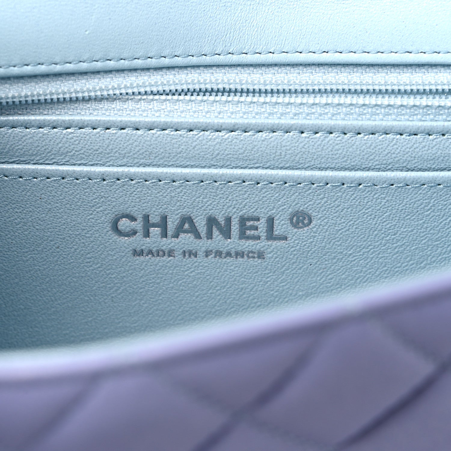 Chanel Perforated Lambskin Quilted Mini Rectangular Flap Light Blue Light Purple White 6 of 11