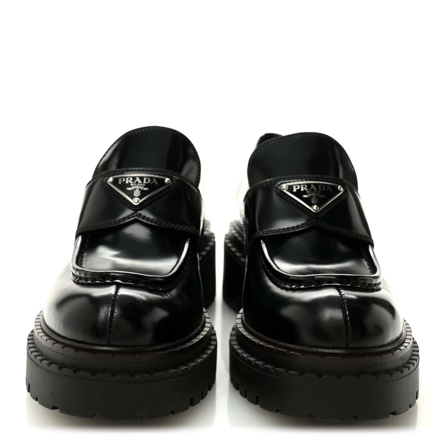 Spazzolato Metal Triangle Logo 50mm Loafers 39 Black