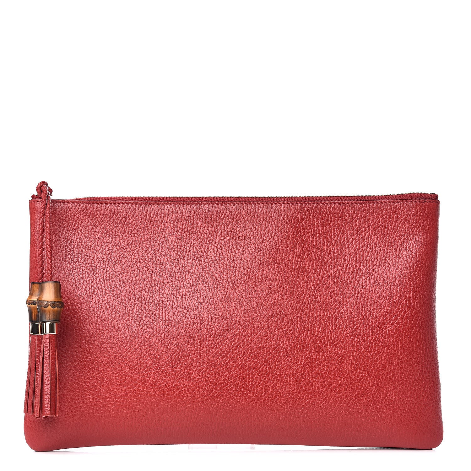 Gucci Calfskin Large Bamboo Clutch Red 1 of 9