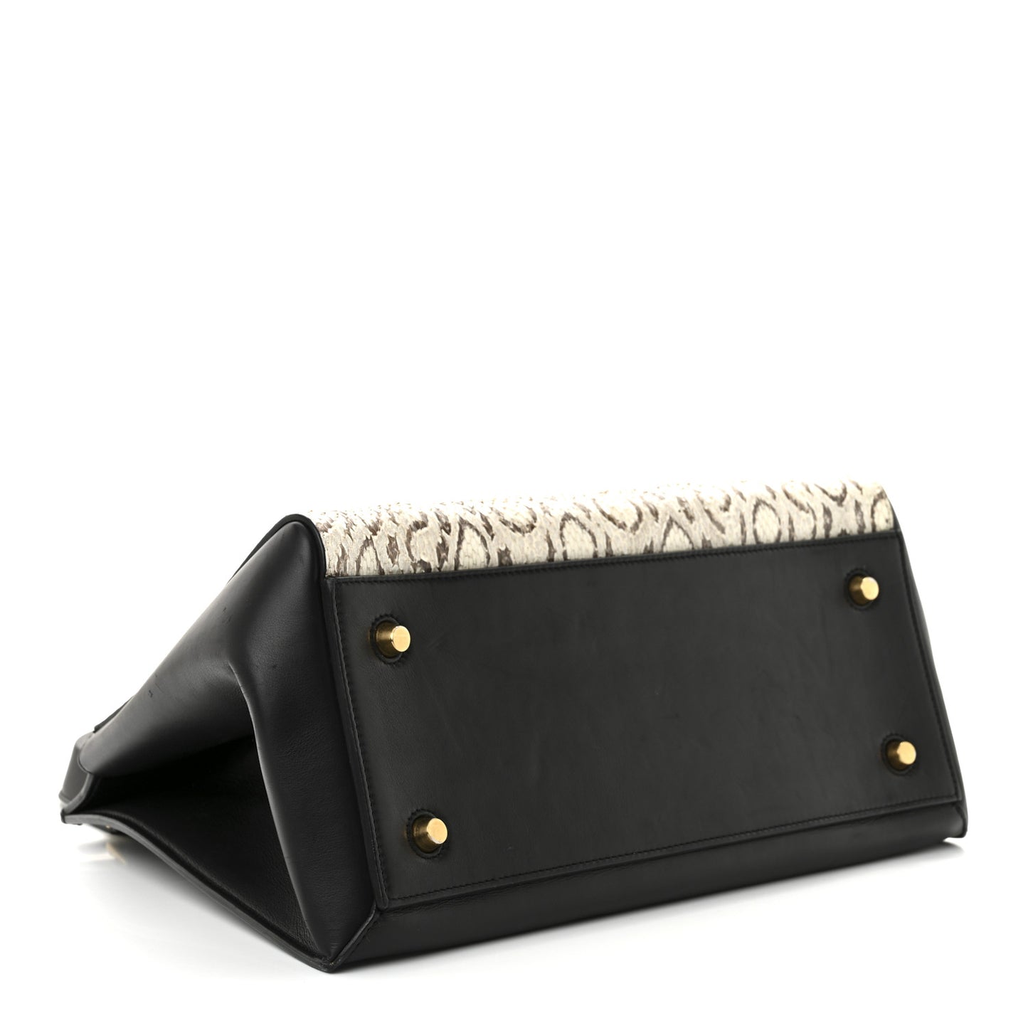 Snakeskin Medium Edge Shoulder Bag Natural Black