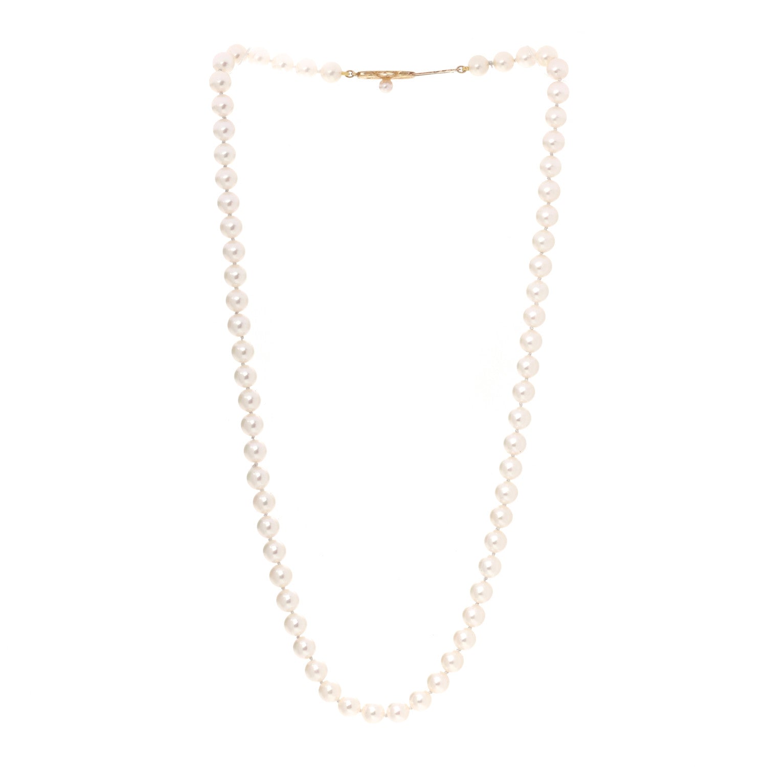 Mikimoto 18K Yellow Gold Akoya Pearl 6-6.5mm Strand Necklace 3 of 4