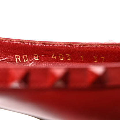 Valentino Garavani Calfskin Lacquered Monochrome Rockstud Ballerina Flats 37 Rosso Valentino 6 of 12