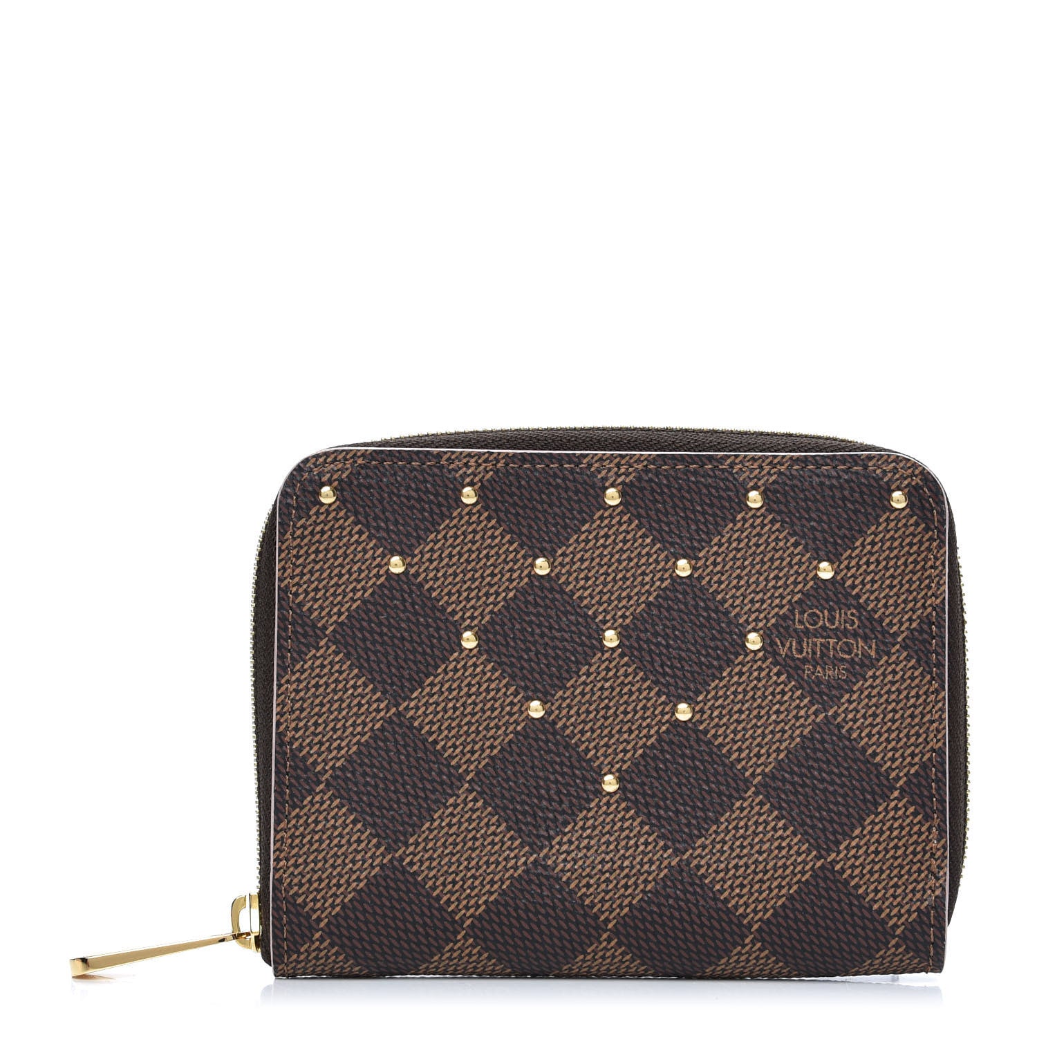 Louis Vuitton Damier Ebene Studded Zippy Coin Purse Rose Ballerine 1 of 7