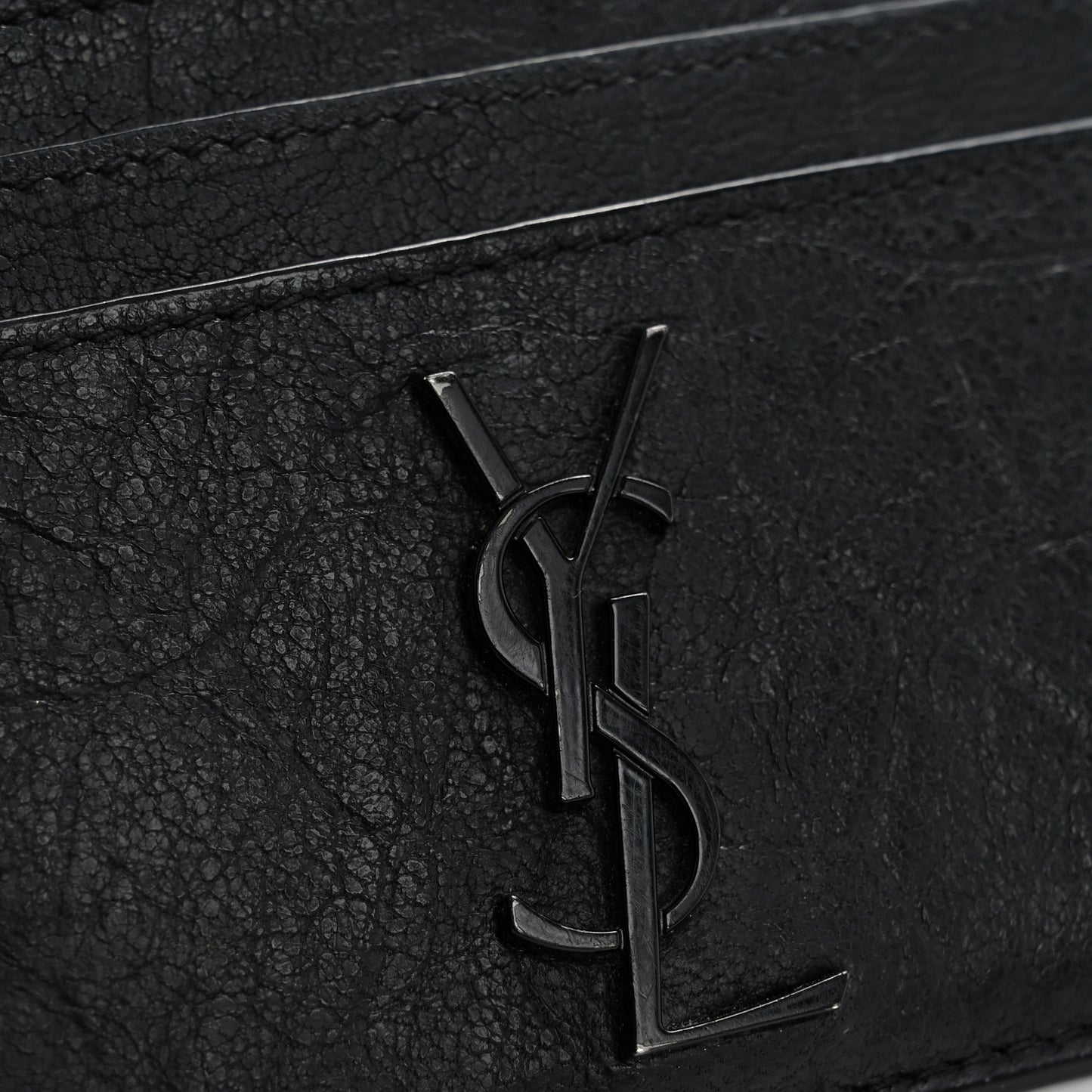 Calfskin Crocodile Embossed Monogram Credit Card Case Black