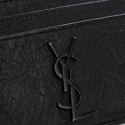 Saint Laurent Calfskin Crocodile Embossed Monogram Credit Card Case Black 8 of 8