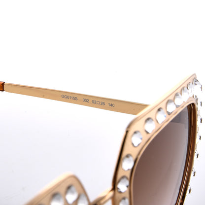 Gucci Metal Acetate Crystal Oversize GG0115S Sunglasses Gold 6 of 9