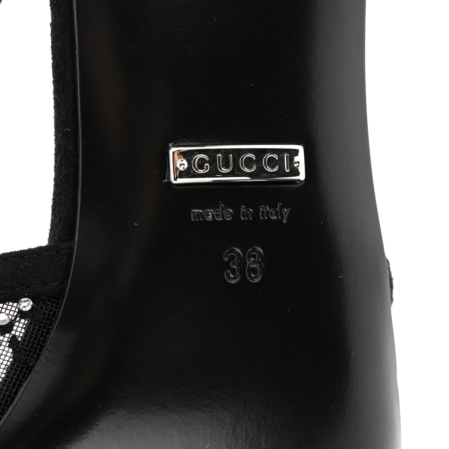 Gucci Tela Retino Kid Scamosciato Crystal GG Monogram Square G 35mm Slingback Pumps 38 Black 7 of 9