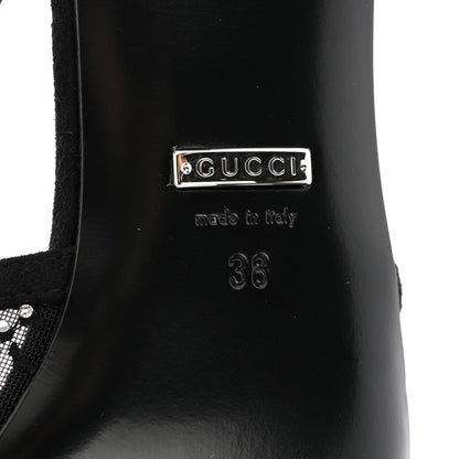 Gucci Tela Retino Kid Scamosciato Crystal GG Monogram Square G 35mm Slingback Pumps 38 Black 7 of 9