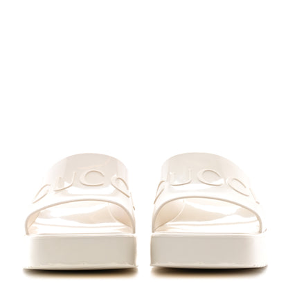 Gucci Rubber Gucci Logo Womens Platform 20/60mm Slide Sandals 37 Mystic White 2 of 9