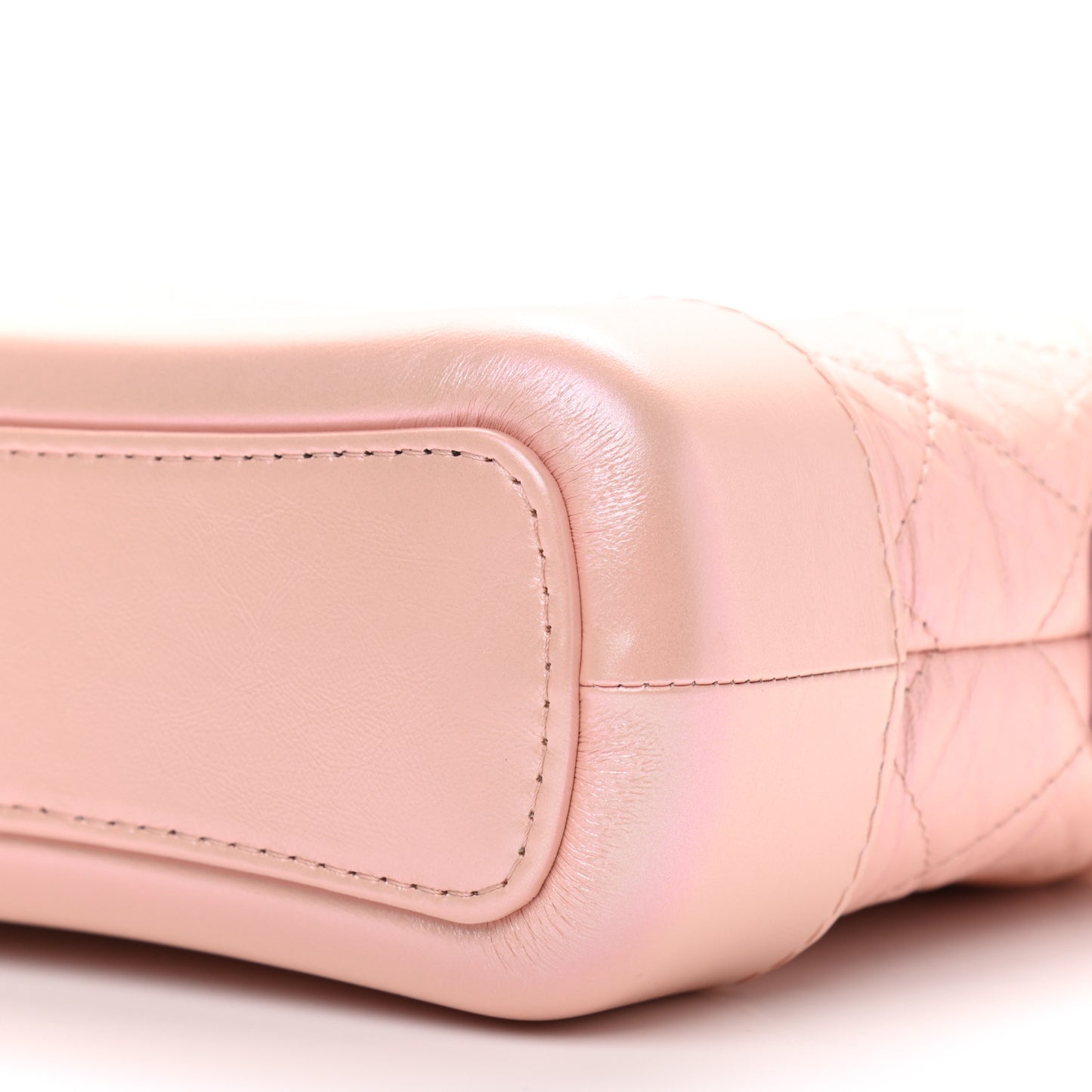 Iridescent Aged Calfskin Quilted Small Gabrielle Hobo Light Pink
