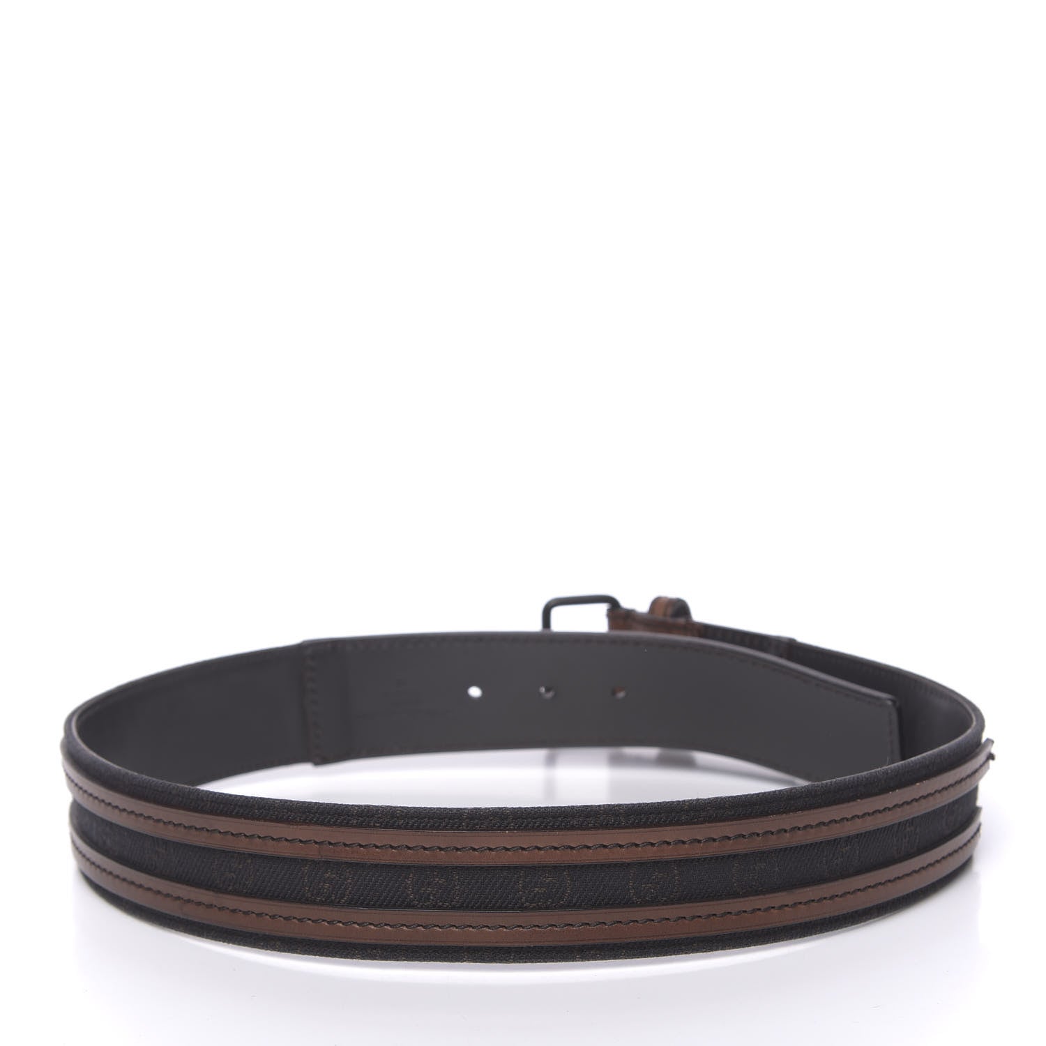 Gucci Calfskin Monogram Belt 80 32 Black Brown 2 of 6