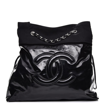 Chanel Vinyl Spirit Drawstring Tote Black 1 of 7