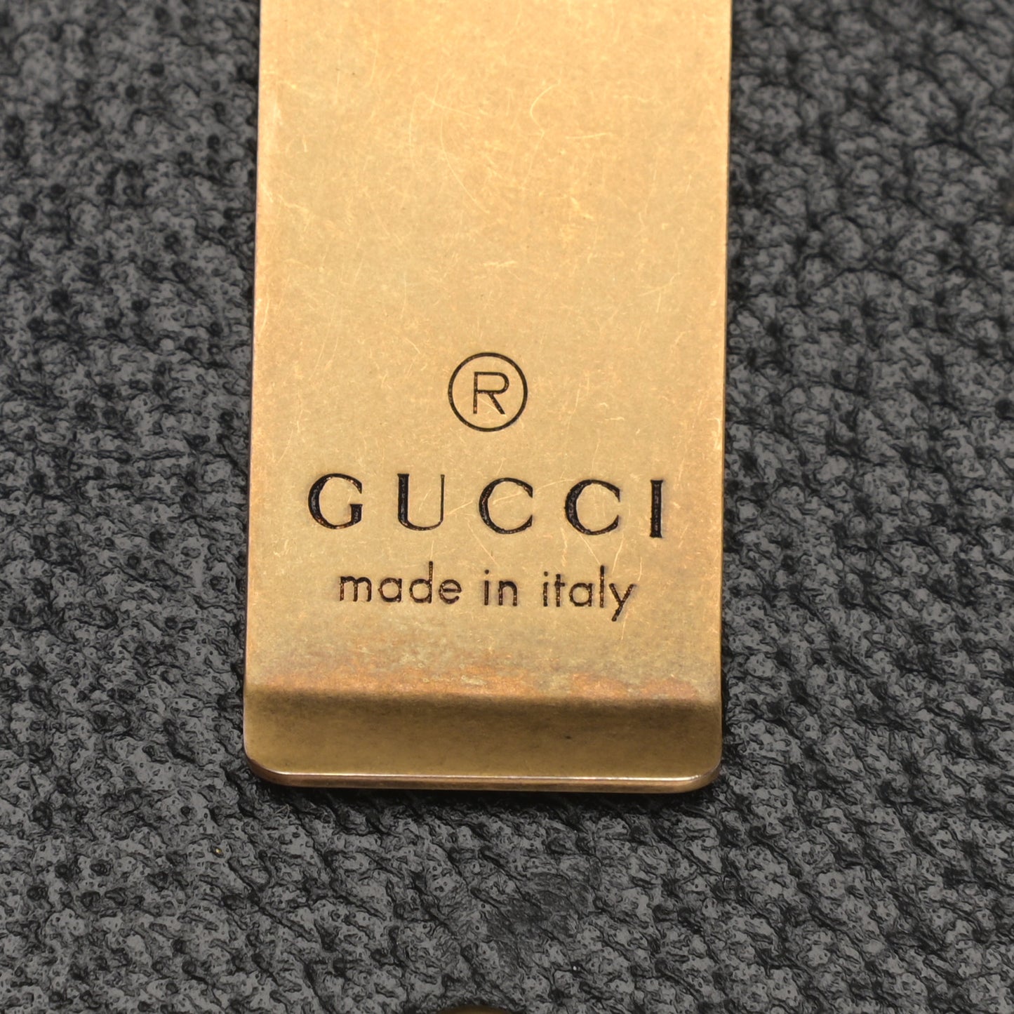 Calfskin Boar Effect GG Marmont Card Holder Money Clip Black