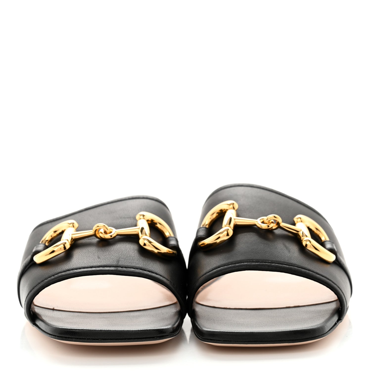 Gucci Nappa Horsebit Flat Slide Sandals 39 Black 2 of 10