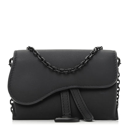 Christian Dior Ultra Matte Calfskin Nano Saddle Chain Pouch Black 1 of 7