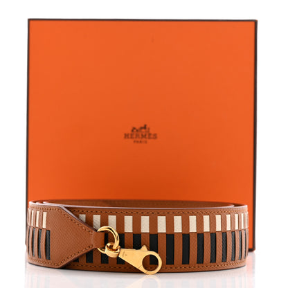 Hermes Epsom 40mm Tressage Shoulder Strap Black Craie Gold 6 of 6