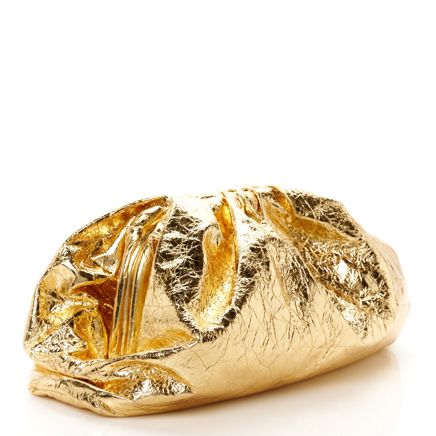 Metallic Crinkled Lambskin The Pouch Oversized Clutch Oro