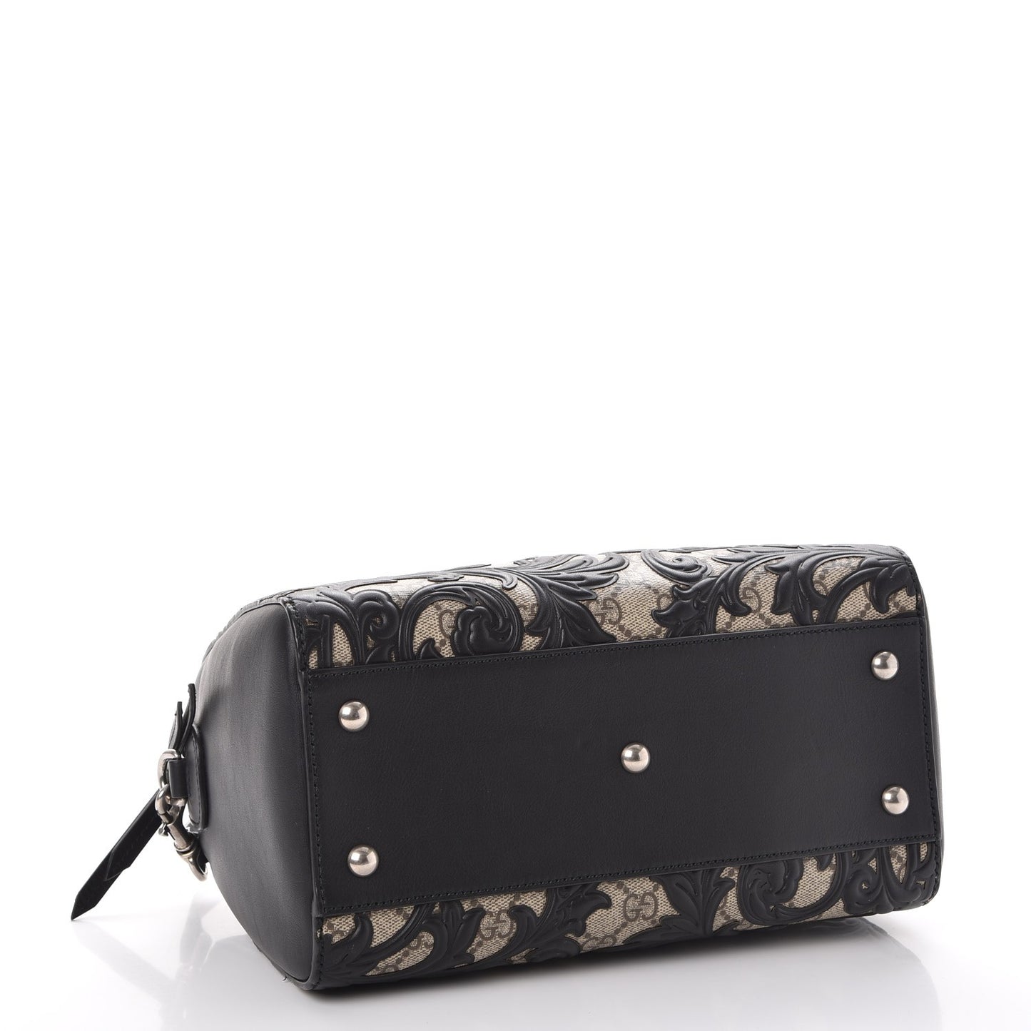 GG Supreme Monogram Arabesque Small Boston Black