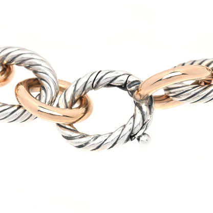 David Yurman Sterling Silver 18K Rose Gold 12mm Large Oval Link Bracelet 3 of 4