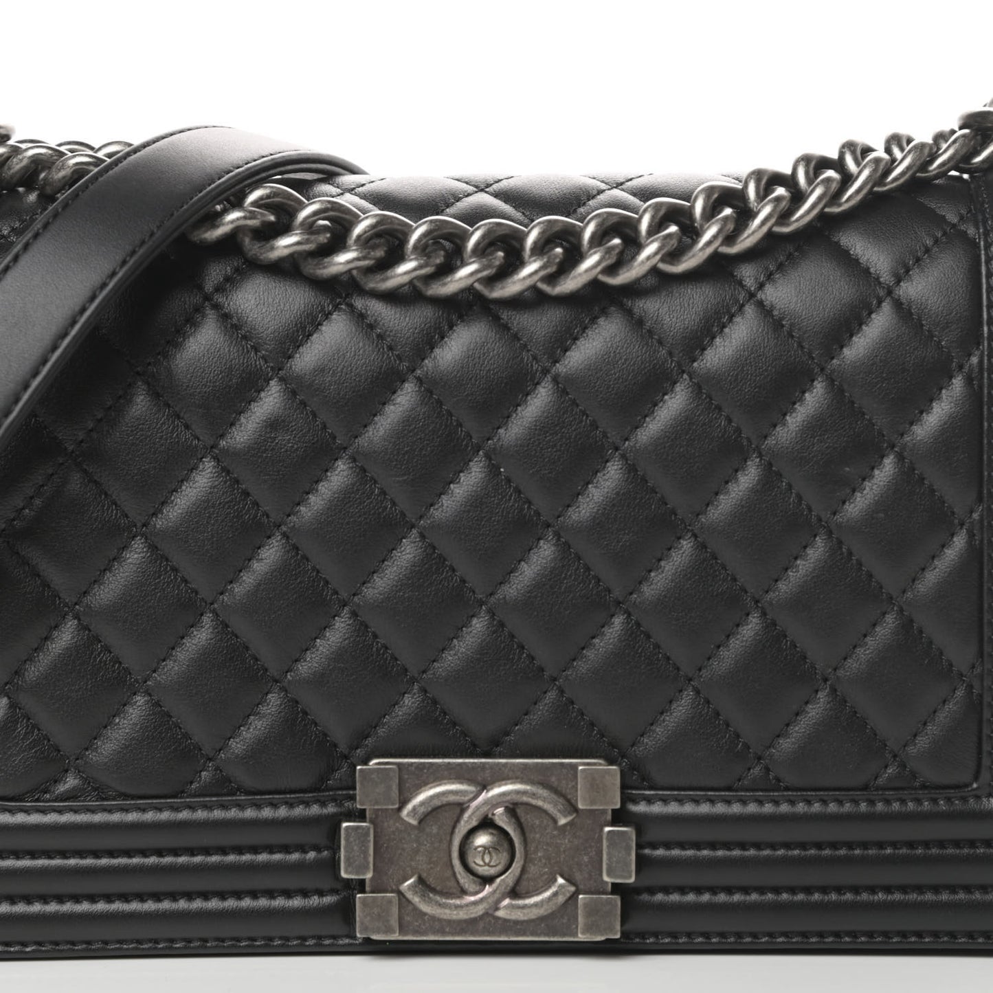 Calfskin Quilted Medium Boy Flap Black