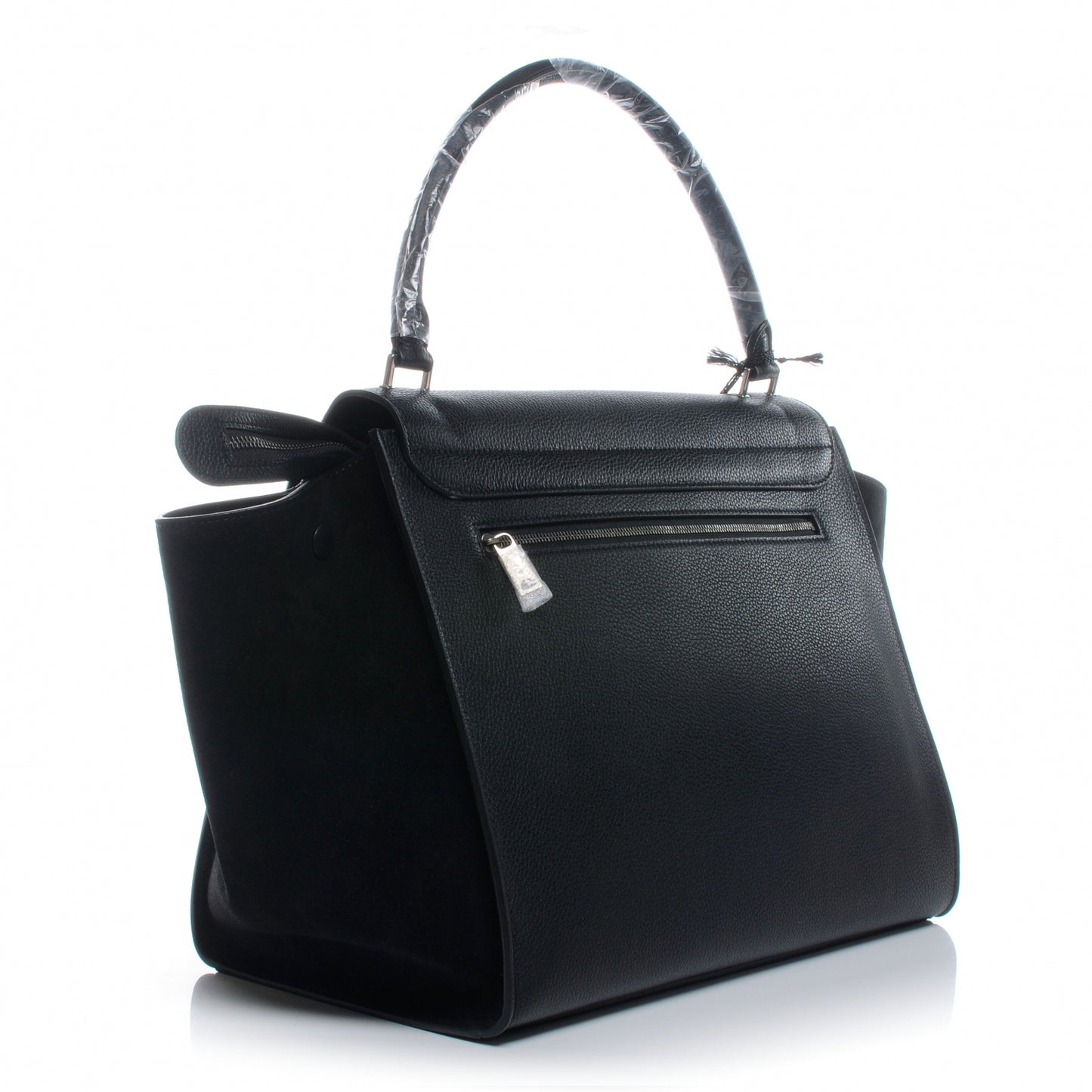 Drummed Leather Suede Large Trapeze Black