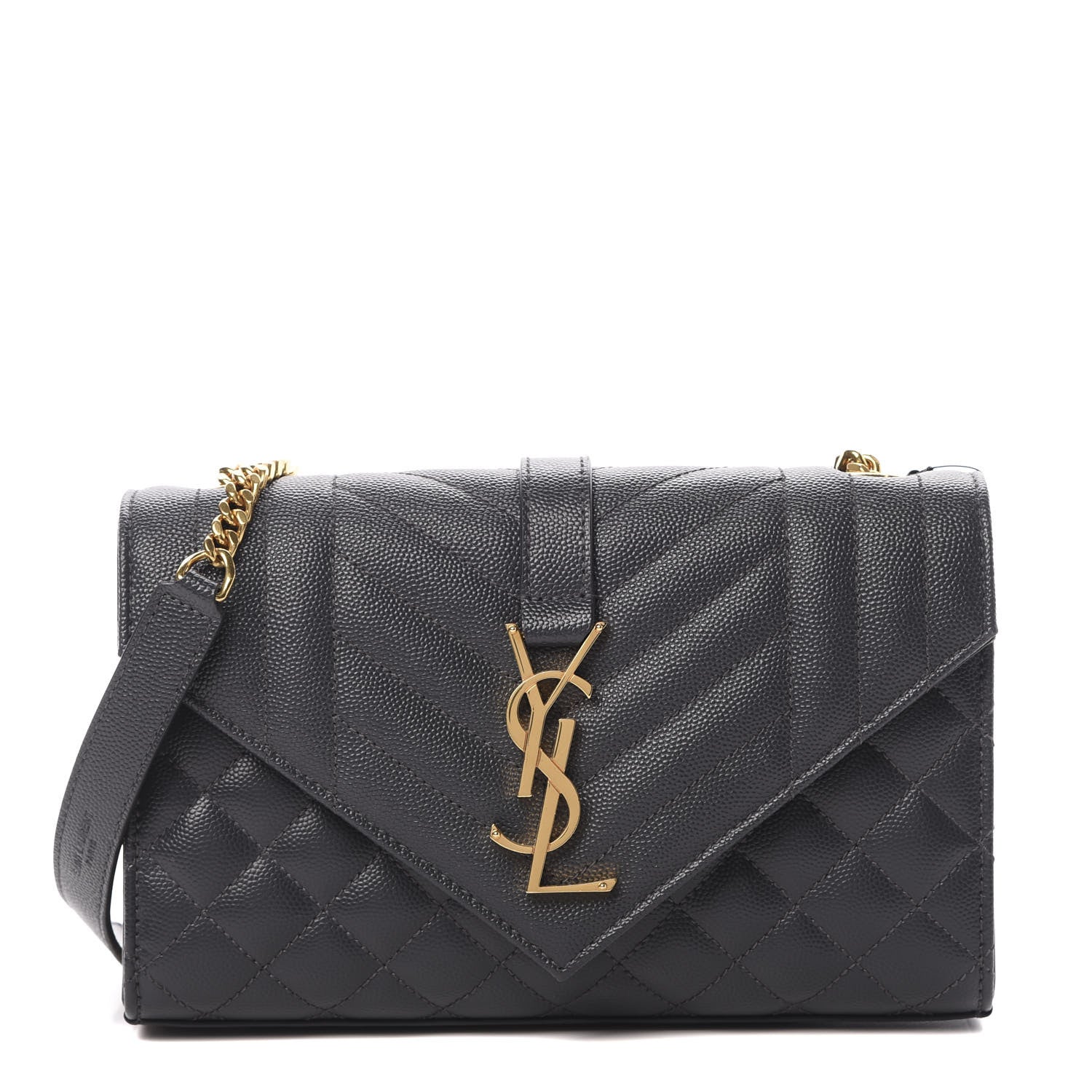 Saint Laurent Grain De Poudre Textured Mixed Matelasse Triquilt Small Monogram Satchel Dark Smoke 1 of 12