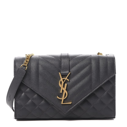 Saint Laurent Grain De Poudre Textured Mixed Matelasse Triquilt Small Monogram Satchel Dark Smoke 1 of 12