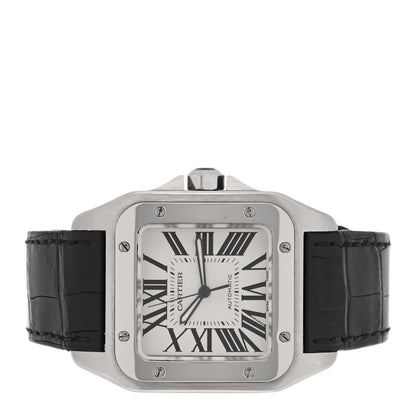 Cartier Stainless Steel Alligator 38mm Santos 100 Automatic Watch 2 of 5