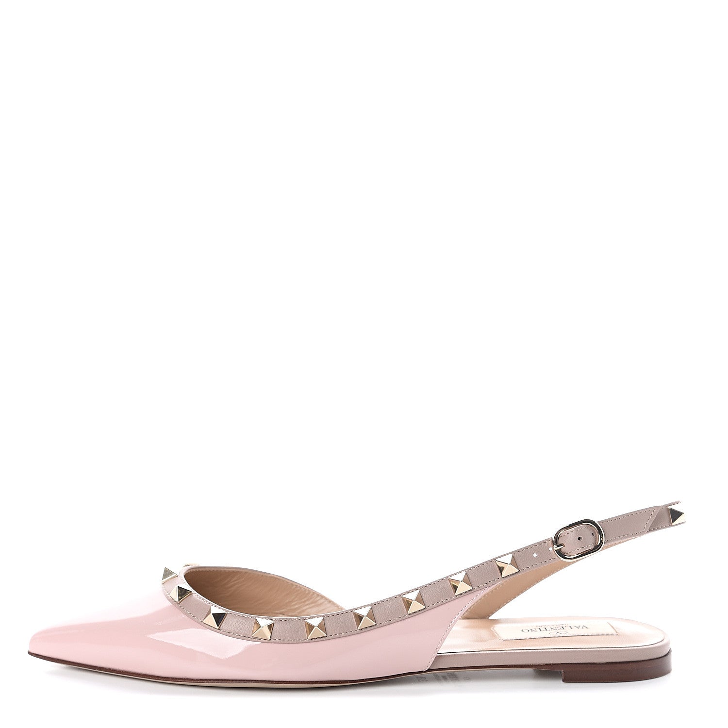 Valentino Garavani Patent Rockstud Slingback Flats 38 Water Rose Poudre 1 of 7