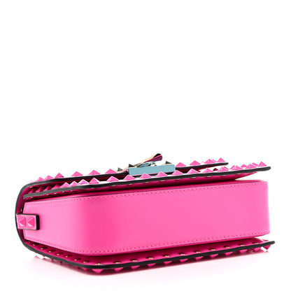 Valentino Garavani Smooth Calfskin Enamel Tonal Small Rockstud23 Shoulder Bag Pink PP 4 of 11