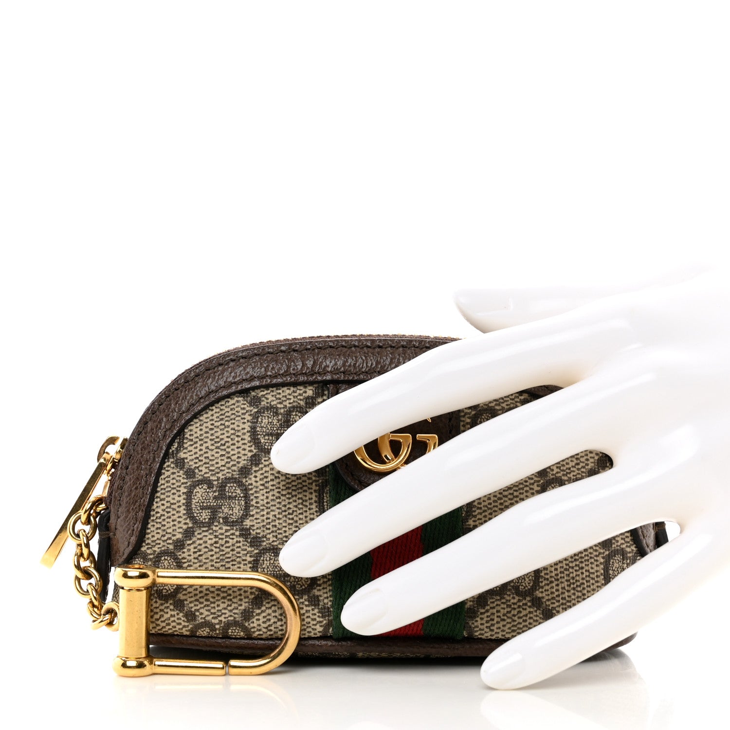 Gucci GG Supreme Monogram Web Ophidia Dome Key Pouch Beige New Acero 2 of 7
