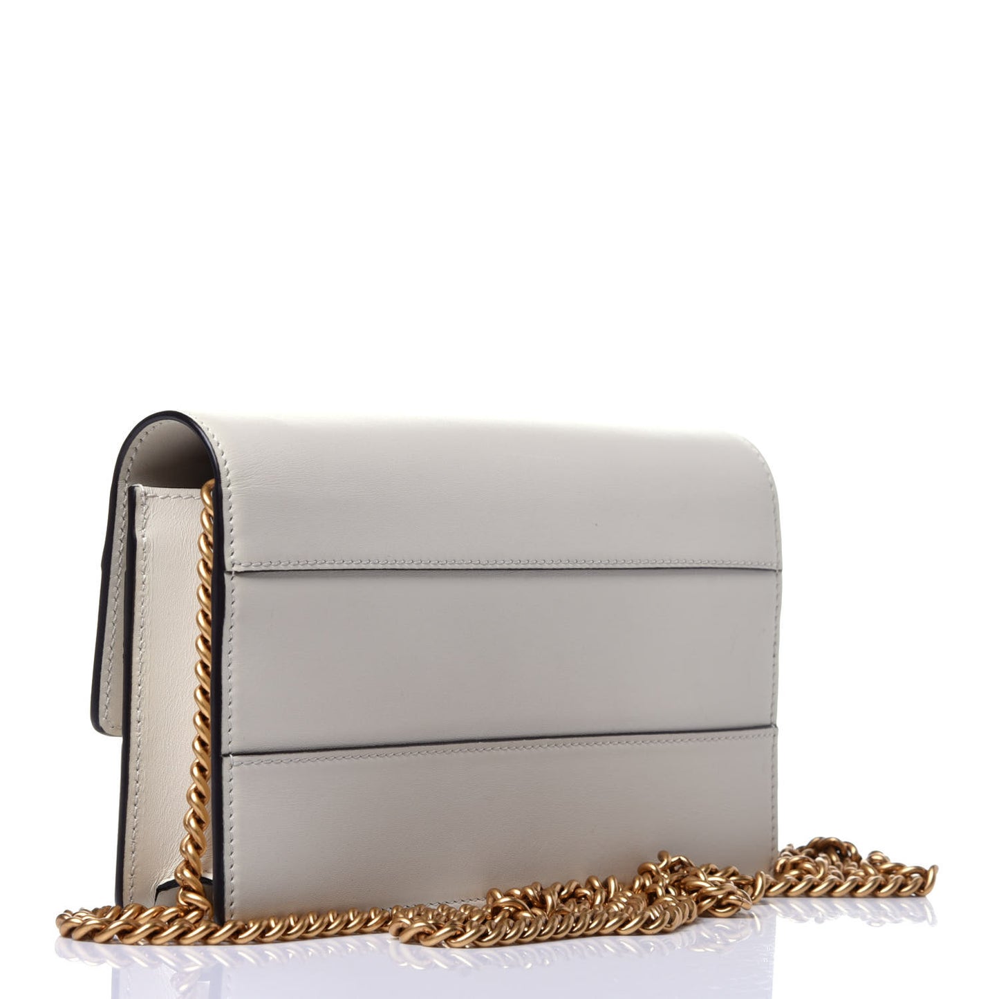 Calfskin Queen Margaret Chain Wallet White