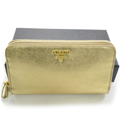 Prada Saffiano Zip Around Wallet Platino 7 of 7