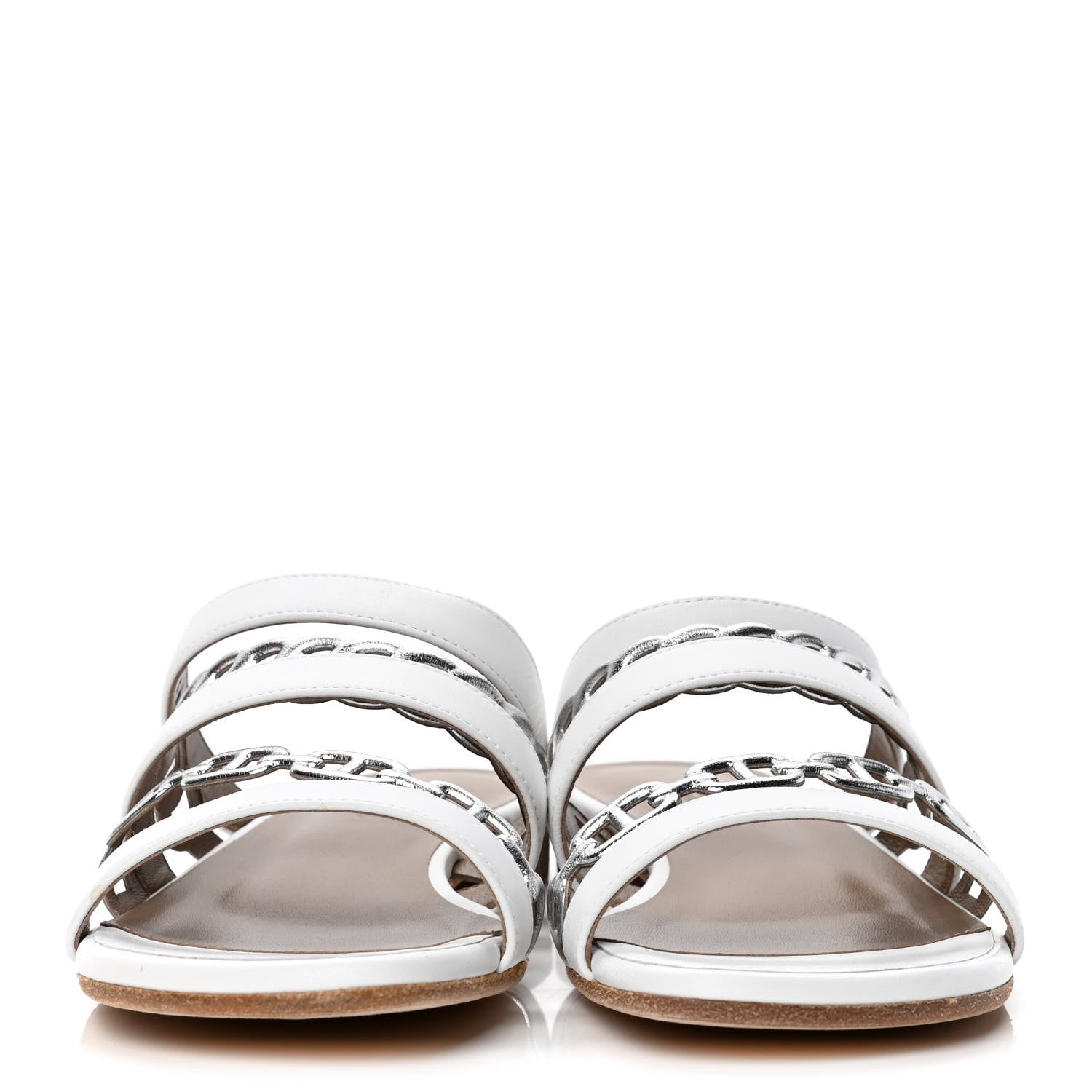 Hermes Nappa Amalfi Sandals 36 White Gris Argente 2 of 4