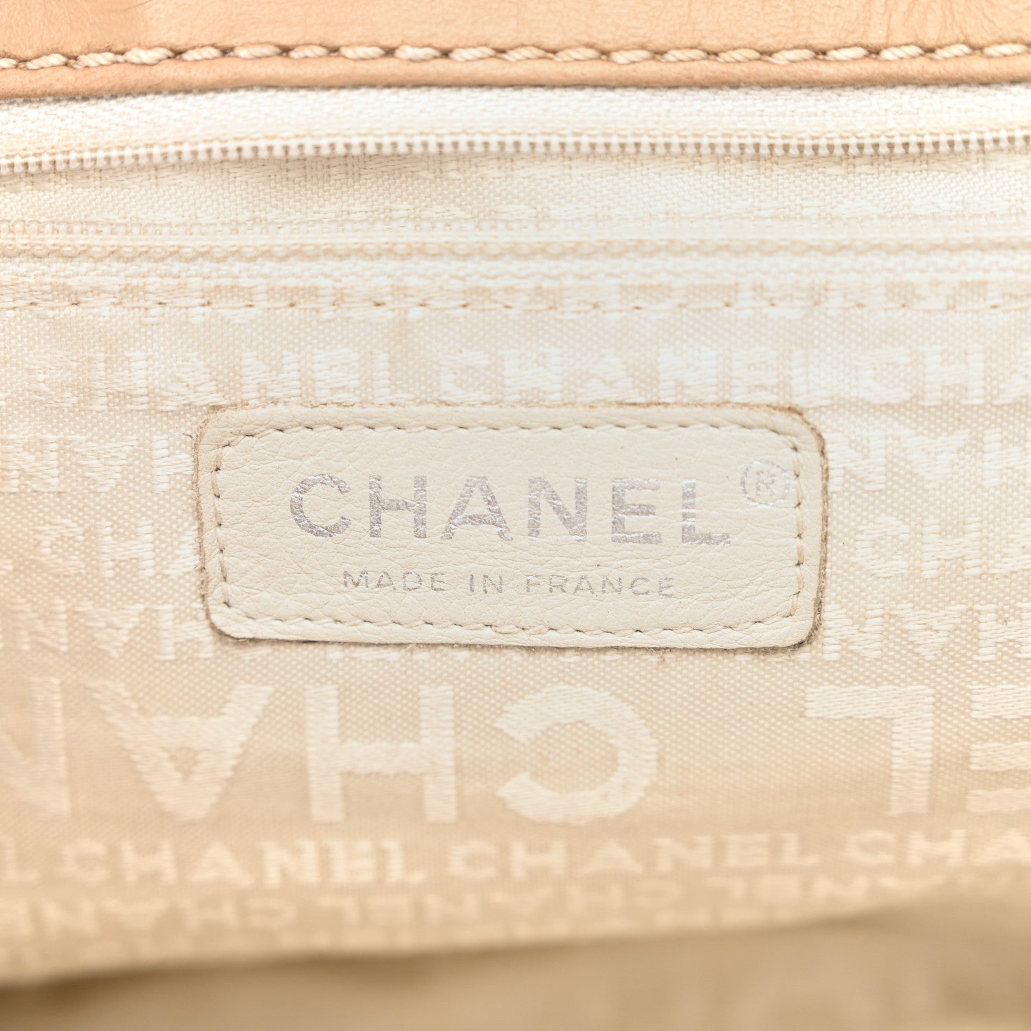 Chanel Lambskin Contrast Stitch Surpique Accordion Flap Beige 6 of 13