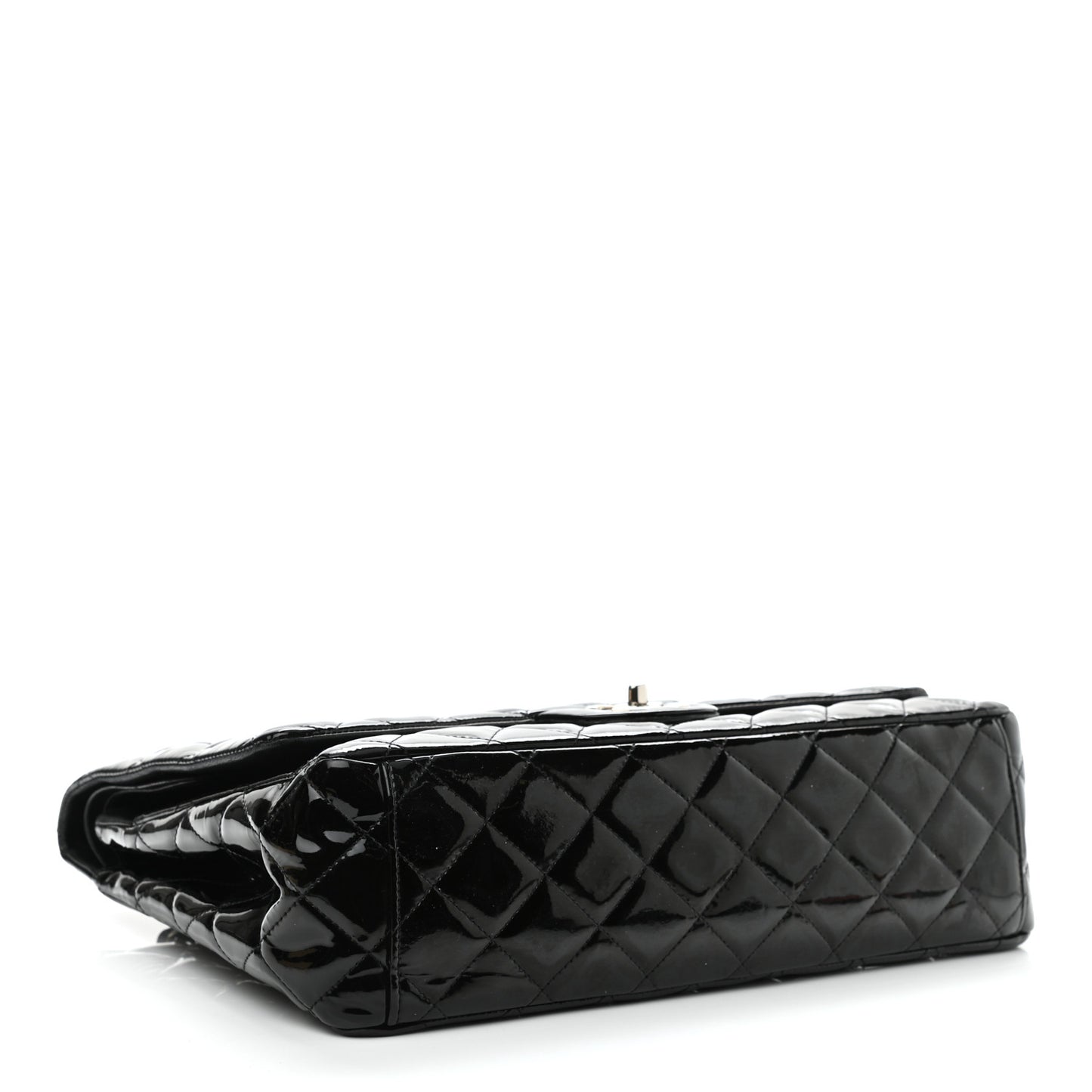 Patent Quilted Maxi Double Flap Black