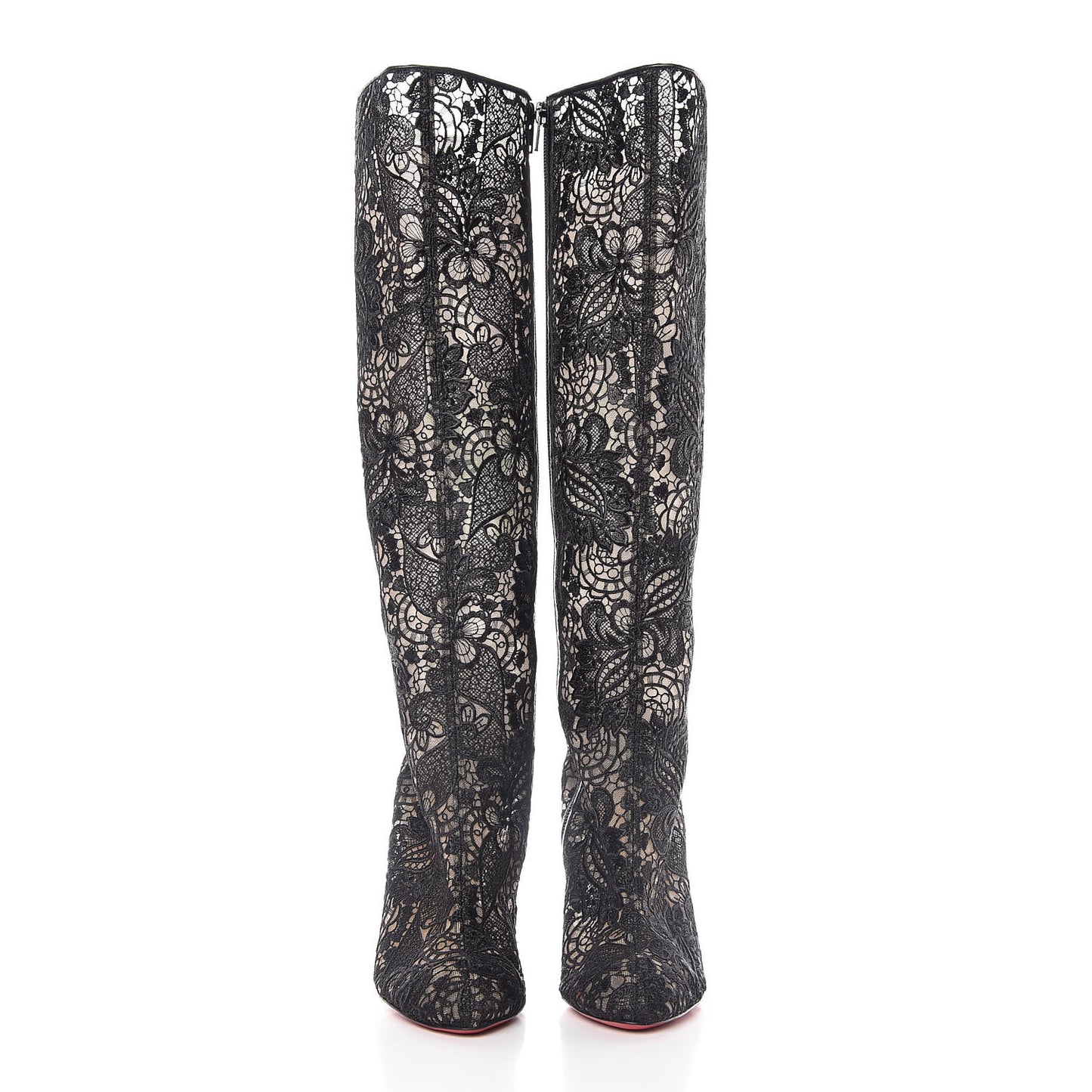 Mesh Guipure Wax Lace Kid Tennissina 100 Tall Boots 36.5 Black