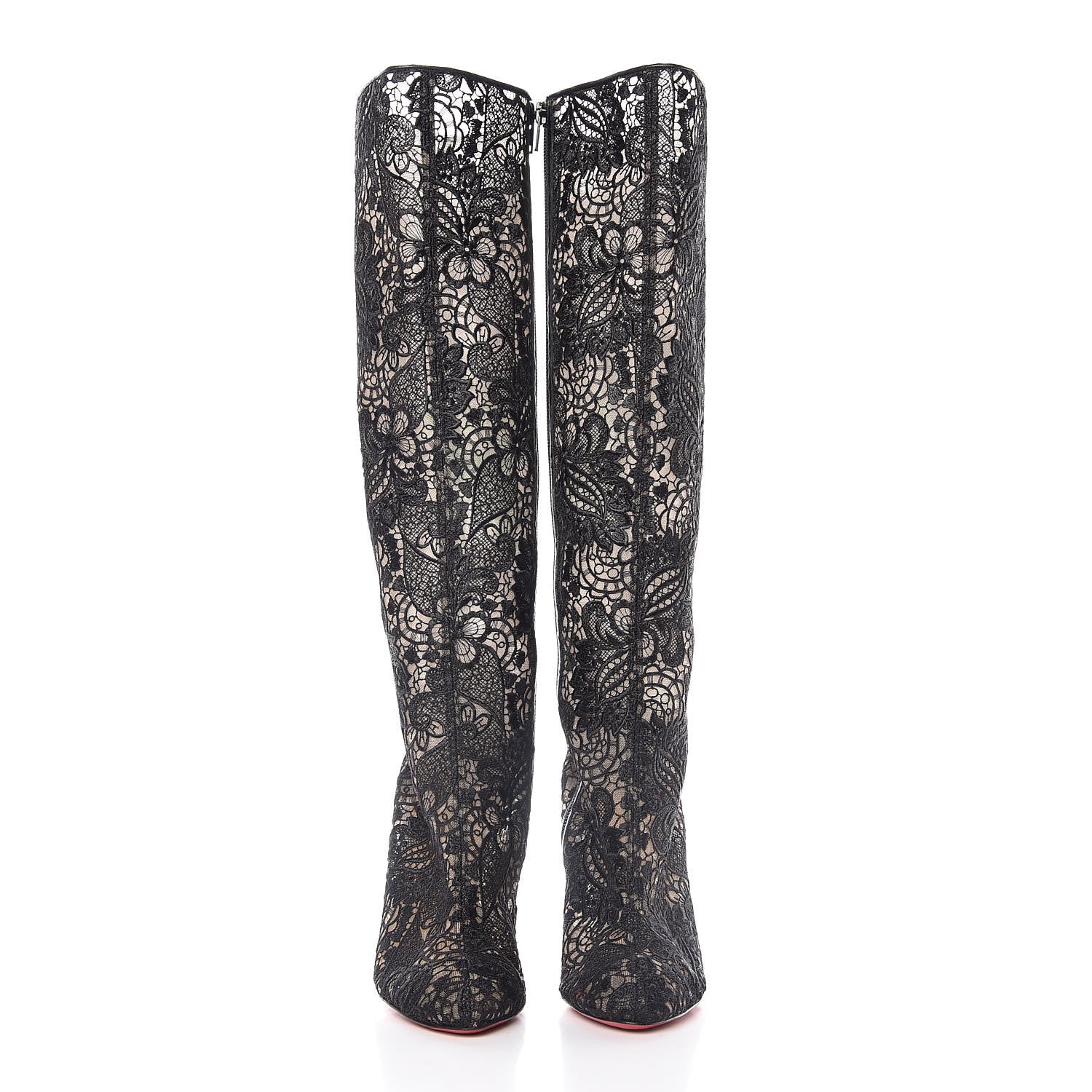 Christian Louboutin Mesh Guipure Wax Lace Kid Tennissina 100 Tall Boots 36.5 Black 2 of 10